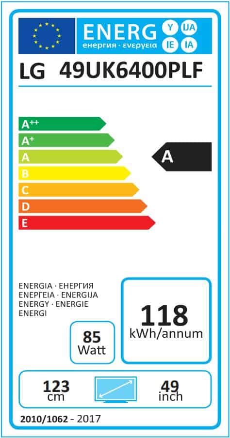 LG 49UK6400 Energielabel LG 49UK6400 Energielabel