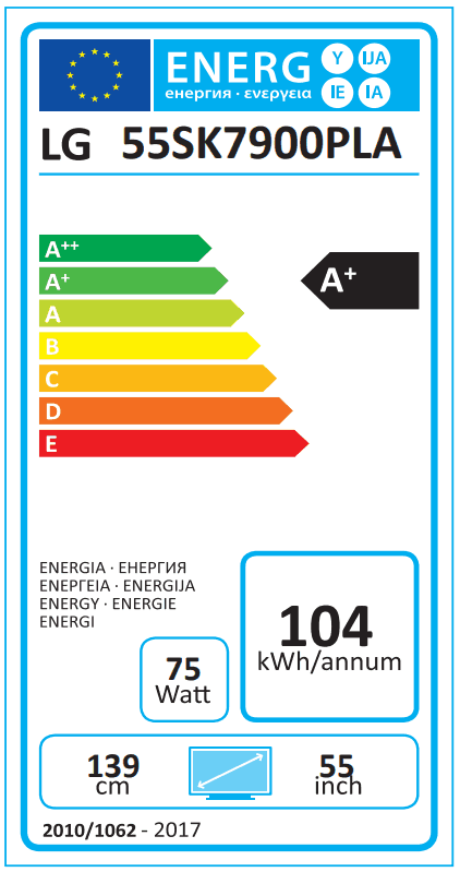 LG 55SK7900 Energielabel LG 55SK7900 Energielabel