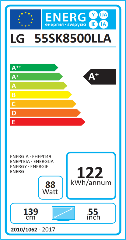 LG 55SK8500 Energielabel LG 55SK8500 Energielabel