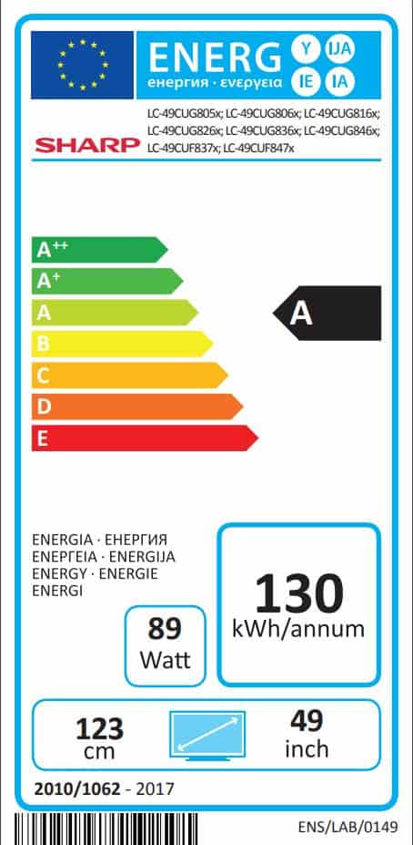 Sharp LC-49CUG8052 Energielabel Sharp LC-49CUG8052 Energielabel