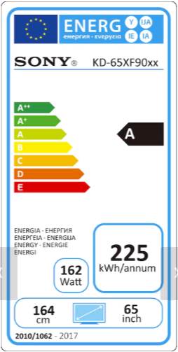 Sony 65XF9005 Energielabel Sony 65XF9005 Energielabel