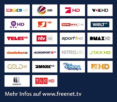 Diese Sender sind bei Freenet TV über Satellit in HD enthalten