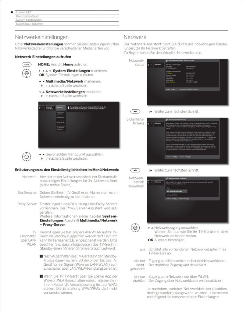Netzwerkeinstellungen-Loewe-Bedienungsanleitung